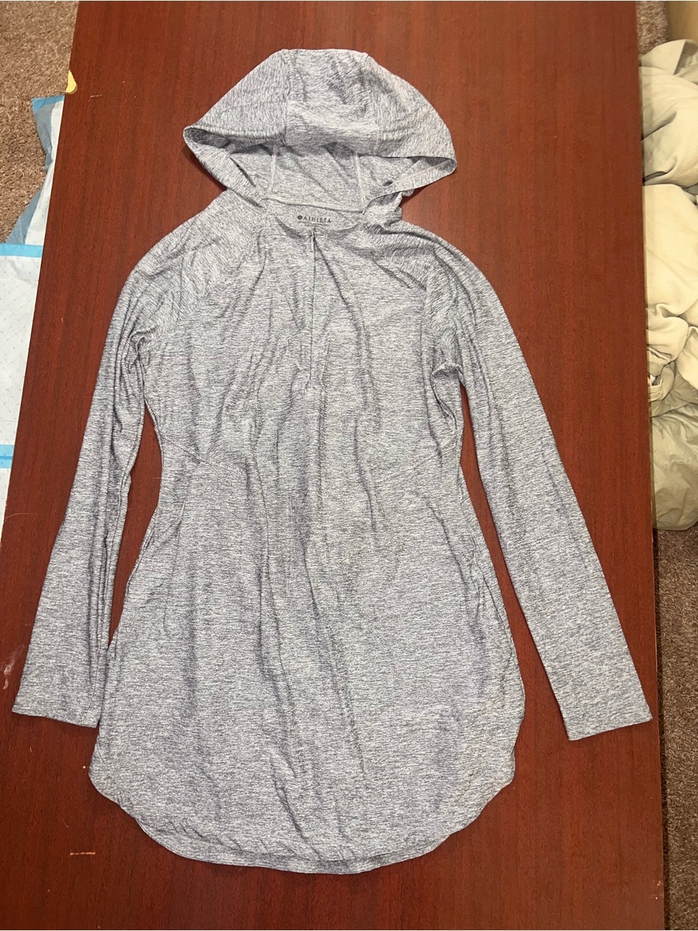Athleta Heathered Gray Zip-Neck Hoodie
